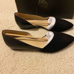 Naturalizer Samantha Black Leather Flats 9.5 Wide